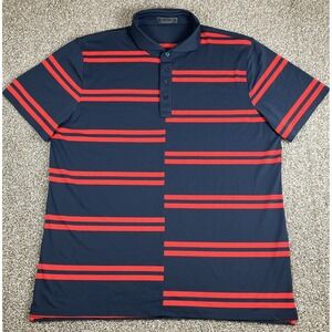 G/Fore Polo Golf Shirt Red Blue Offset Stripe Short Sleeve Mens XXL Performance